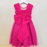 Vestido Infantil Pink com Pérolas e Saia Glitter Daminha