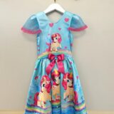 Fantasia Infantil Vestido Unicórnio Colorido com Glitter