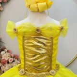 Fantasia Princesa Infantil Amarela Luvas Helanca e Tule