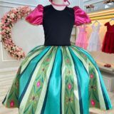 Fantasia Infantil Vestido Anna em Cetim e Helanca