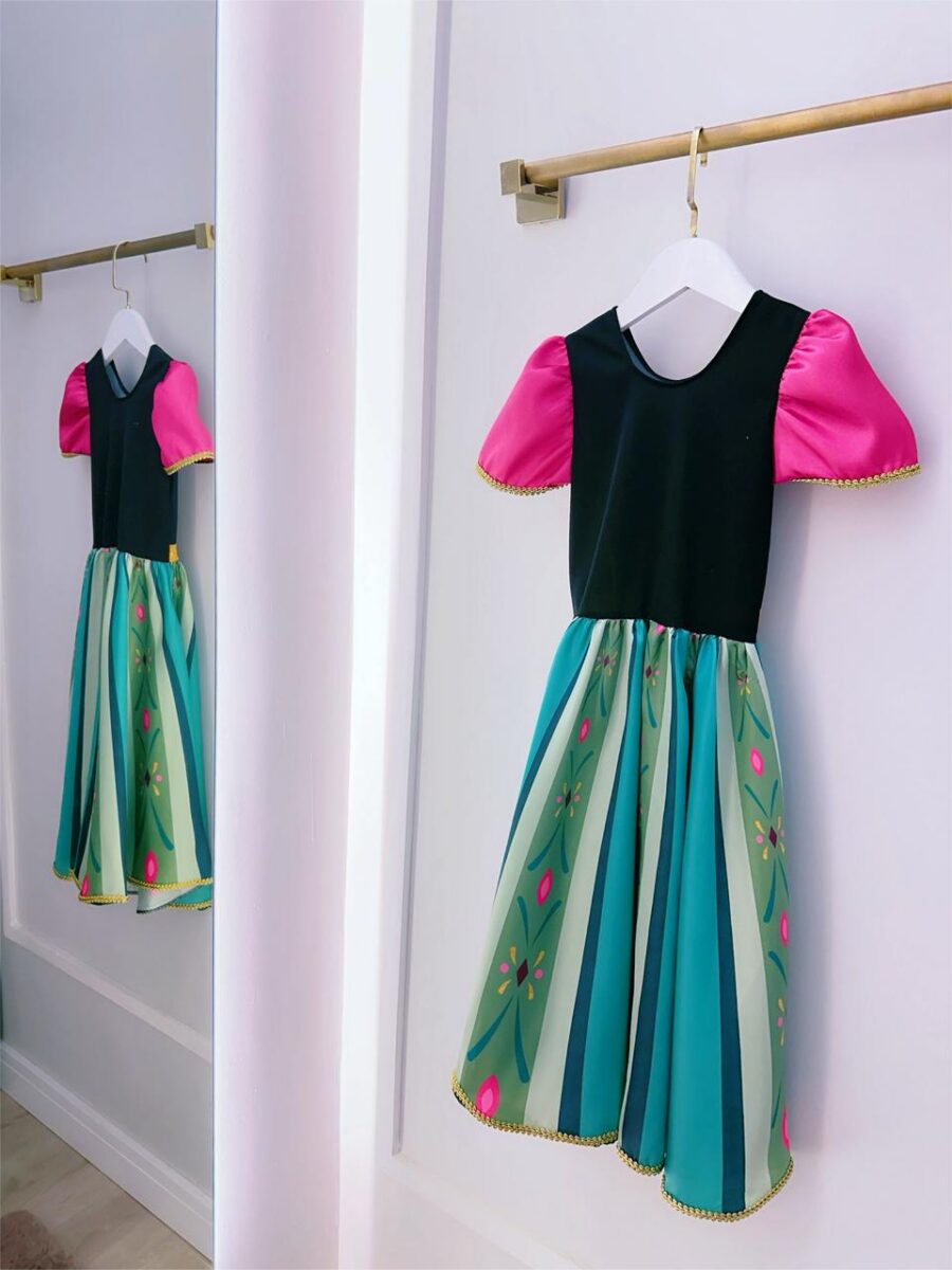 Fantasia Infantil Vestido Anna em Cetim e Helanca