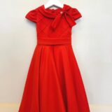 Vestido Infantil Vermelho Busto Nervura Formatura Dama
