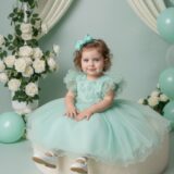 Vestido Infantil Angelie Menina Bonita Verde Menta Tafetá