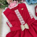 Vestido Infantil Blogueirinha Valeria Vermelho Renda Pérolas
