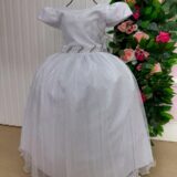 Vestido Longo Infantil Heloísa Marie Branco Tule Glitter