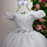 Vestido Longo Infantil Heloísa Marie Branco Tule Glitter