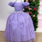 Vestido Longo Infantil Heloísa Marie Lilás Tule Glitter