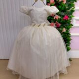 Vestido Longo Infantil Heloísa Marie Off-white Tule Glitter
