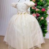 Vestido Longo Infantil Heloísa Marie Off-white Tule Glitter