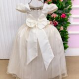 Vestido Longo Infantil Heloísa Marie Off-white Tule Glitter