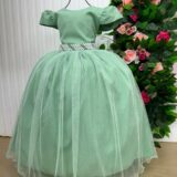 Vestido Longo Infantil Heloísa Marie Verde Oliva Tule