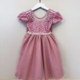 Vestido Infantil Rose Tule Bordado com Glitter Daminha