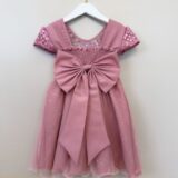 Vestido Infantil Rose Tule Bordado com Glitter Daminha