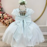 Vestido Infantil Verde Claro Tule Bordado Glitter Daminha