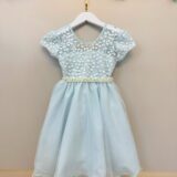Vestido Infantil Verde Claro Tule Bordado Glitter Daminha