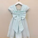Vestido Infantil Verde Claro Tule Bordado Glitter Daminha