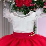 Vestido Infantil Betani Mini Miss Vermelho Tule Poá