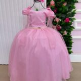 Vestido Infantil Longo Banana Club Diamante Rosa