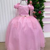 Vestido Infantil Longo Banana Club Diamante Rosa