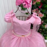 Vestido Infantil Longo Banana Club Diamante Rosa