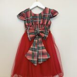 Vestido Infantil Vermelho de Natal com Cinto de Pérolas