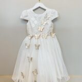Vestido Infantil Marfim Renda e Borboletas Dama