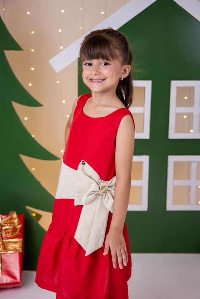 Vestido Infantil Blogueirinha Natal Rafa Vermelho