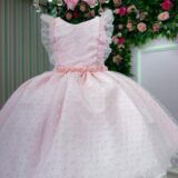 Vestido Infantil Ana Julia Mini Miss Rosa Tule Poá