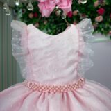 Vestido Infantil Ana Julia Mini Miss Rosa Tule Poá