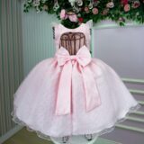 Vestido Infantil Ana Julia Mini Miss Rosa Tule Poá