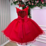 Vestido Infantil Ana Julia Mini Miss Vermelho Tule Poá