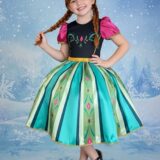 Fantasia Infantil Vestido Anna em Cetim e Helanca