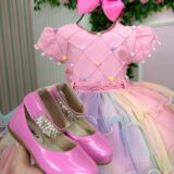 Vestido Infantil Arco-Íris Aurora Menina Bonita Candy Tule