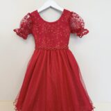 Vestido Infantil Vermelho Busto Renda Mangas Bufantes
