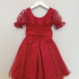 Vestido Infantil Vermelho Busto Renda Mangas Bufantes