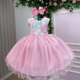 Vestido Infantil Marie Juliana Jardim Encantado Rosa