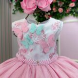 Vestido Infantil Marie Juliana Jardim Encantado Rosa