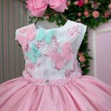 Vestido Infantil Marie Juliana Jardim Encantado Rosa