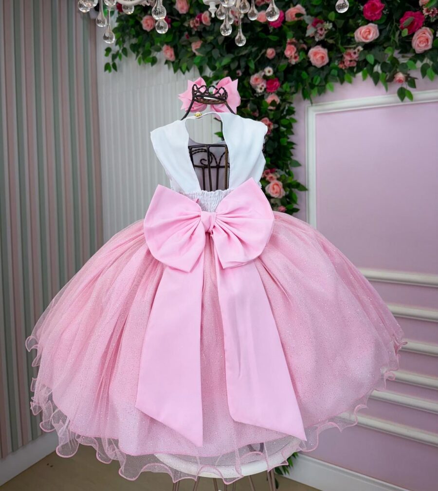 Vestido Infantil Marie Juliana Jardim Encantado Rosa