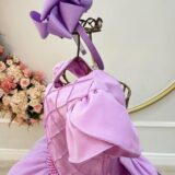 Vestido Infantil Lilás Busto Nervura Daminha Festa
