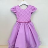 Vestido Infantil Lilás Busto Nervura Daminha Festa