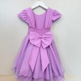 Vestido Infantil Lilás Busto Nervura Daminha Festa