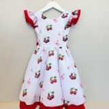 Vestido Infantil Branco e Vermelho Estampa Cereja