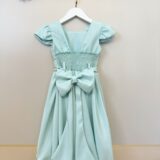 Vestido Infantil Verde Menta Busto Nervura com Flores