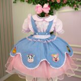 Conjunto Infantil Fazendinha Salopete Jeans e Blusa Xadrez
