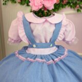 Conjunto Infantil Fazendinha Salopete Jeans e Blusa Xadrez