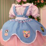 Conjunto Infantil Fazendinha Salopete Jeans e Blusa Xadrez