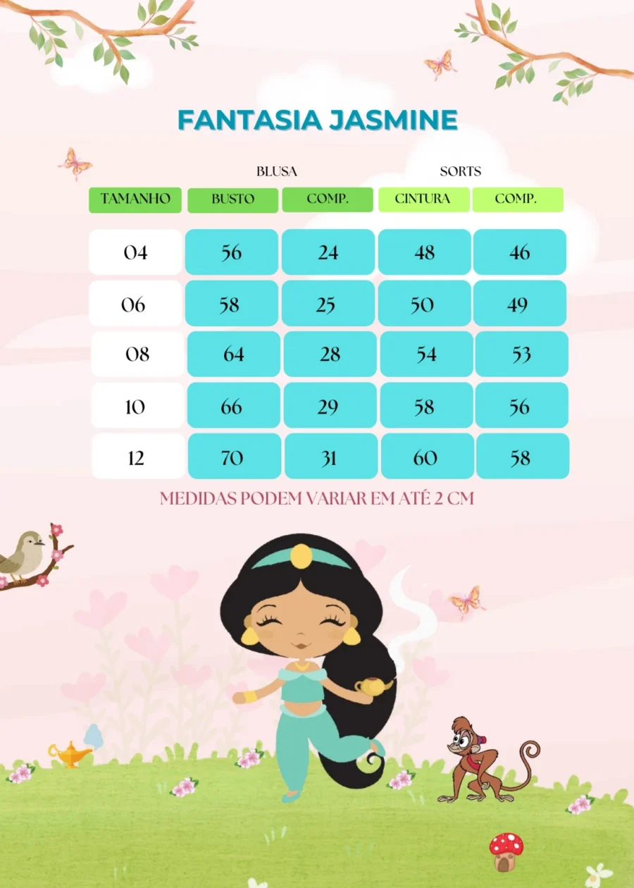 Fantasia Infantil Princesa Belli Jasmine