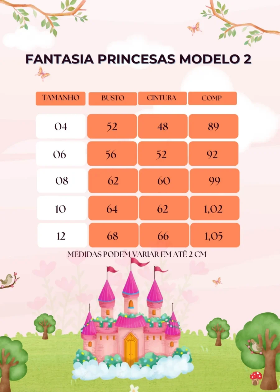 Fantasia Infantil Princesas Belli Longa 5 Personagens