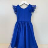 Vestido Infantil Azul Royal com Glitter Daminha Festa